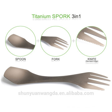 3 in 1 Titanium Spork, Titanium Löffel für Titanium Camping